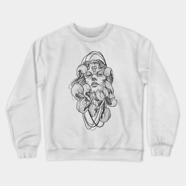 Woman skull flower tattoo Crewneck Sweatshirt by LecoLA